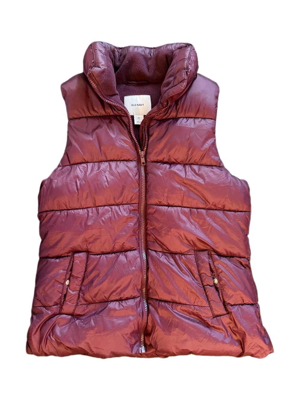 Old Navy Quilted Puffer Vest in Burgundy